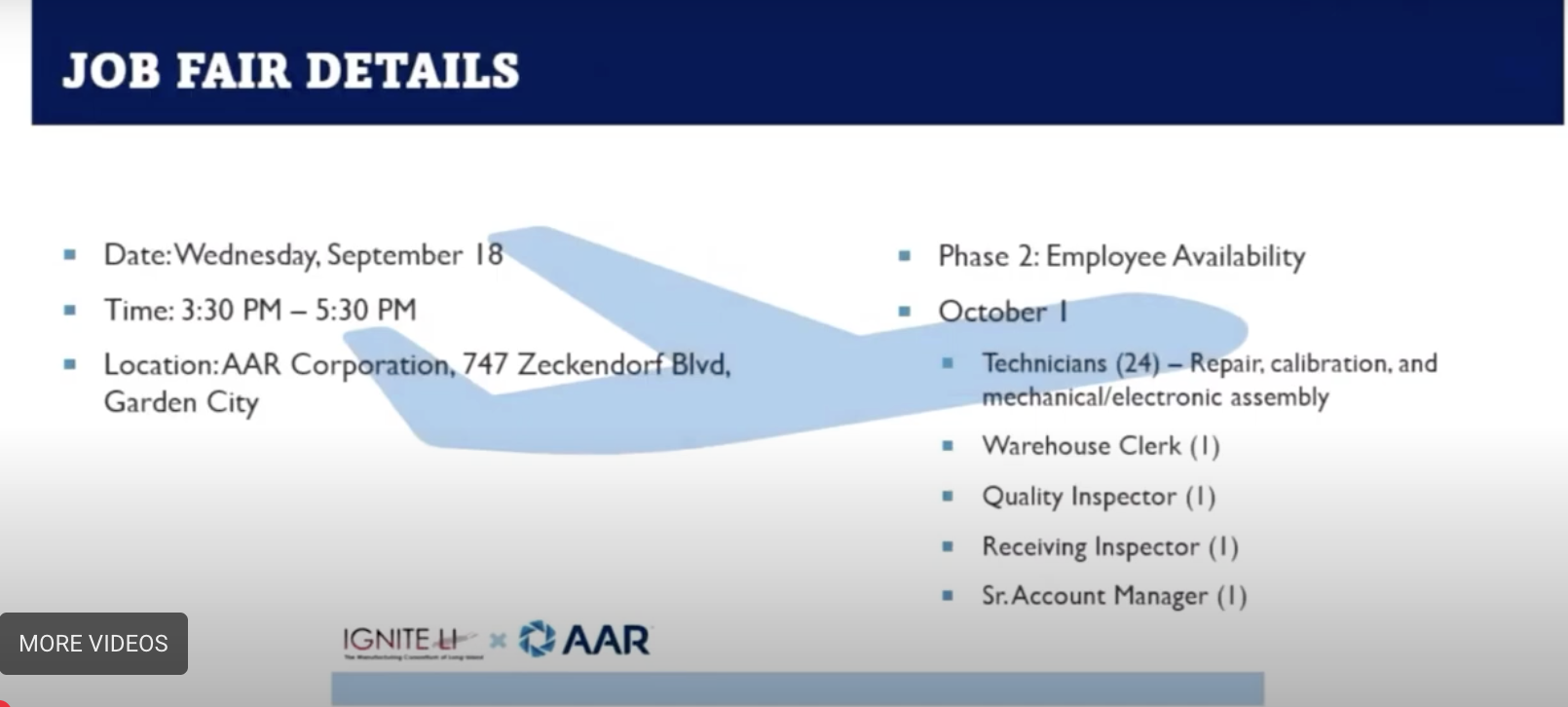 AAR Corporation Job Fair Recap | Ignite Long Island Video